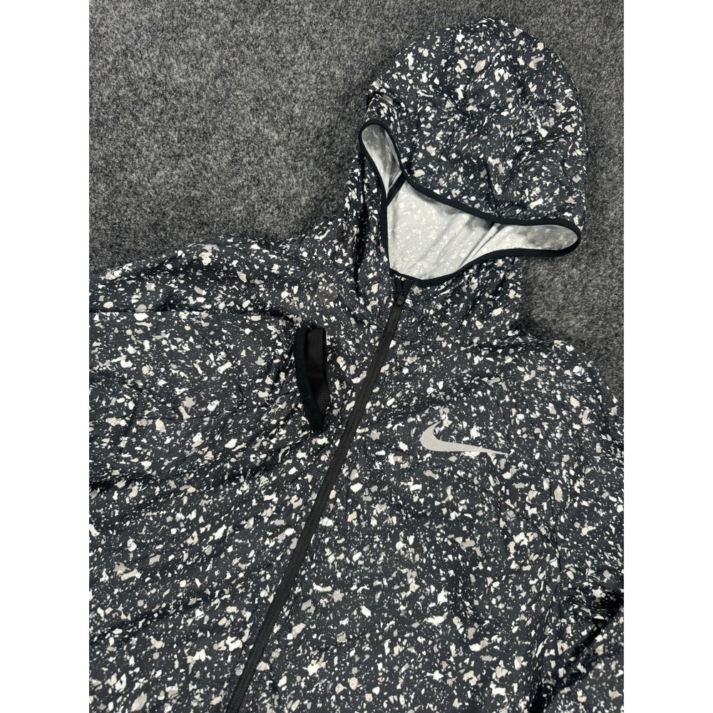 Nike Running Windbreaker Jacket Women's M Reflective Speckled Hooded Zip